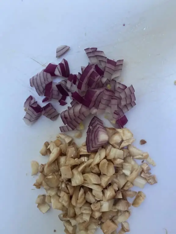 diced mushroom and diced onions